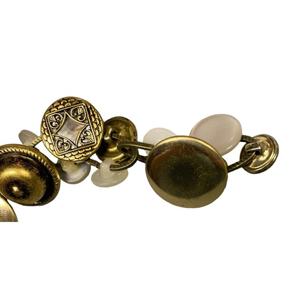 Vintage Hand Made Metal Button Charm Bracelet - Picture 3 of 6